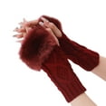 thumbnail image 1 of GZEFJRQM Winter Gloves Knitted Fingerless Gloves for Women Cold Weather Warm Gloves Windproof Elastic Thermal Texting Gloves with Fur Guantes Christmas Gifts, 1 of 5
