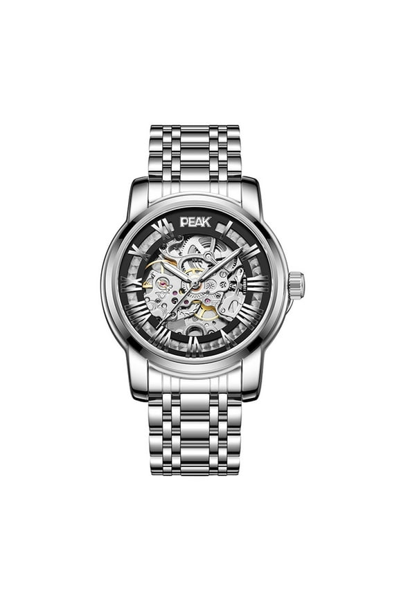 Skeleton Automatic Self-Winding Mechanical Movement Men Wrist Watch Business Stainless Steel Mineral Glass Mirror Waterproof Clock Man Luminous