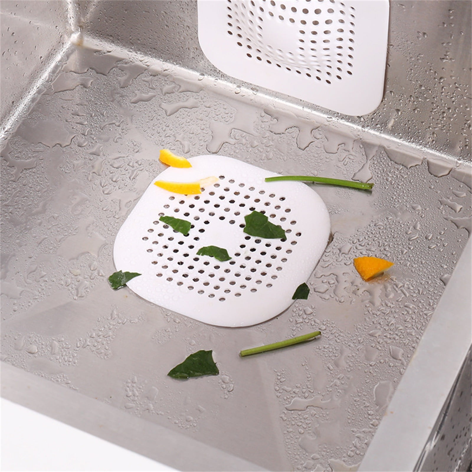 GZHCGSM Fine Mesh Strainers Drain Hair Catcher Square Silicone Trap Shower Drain Cover With ...
