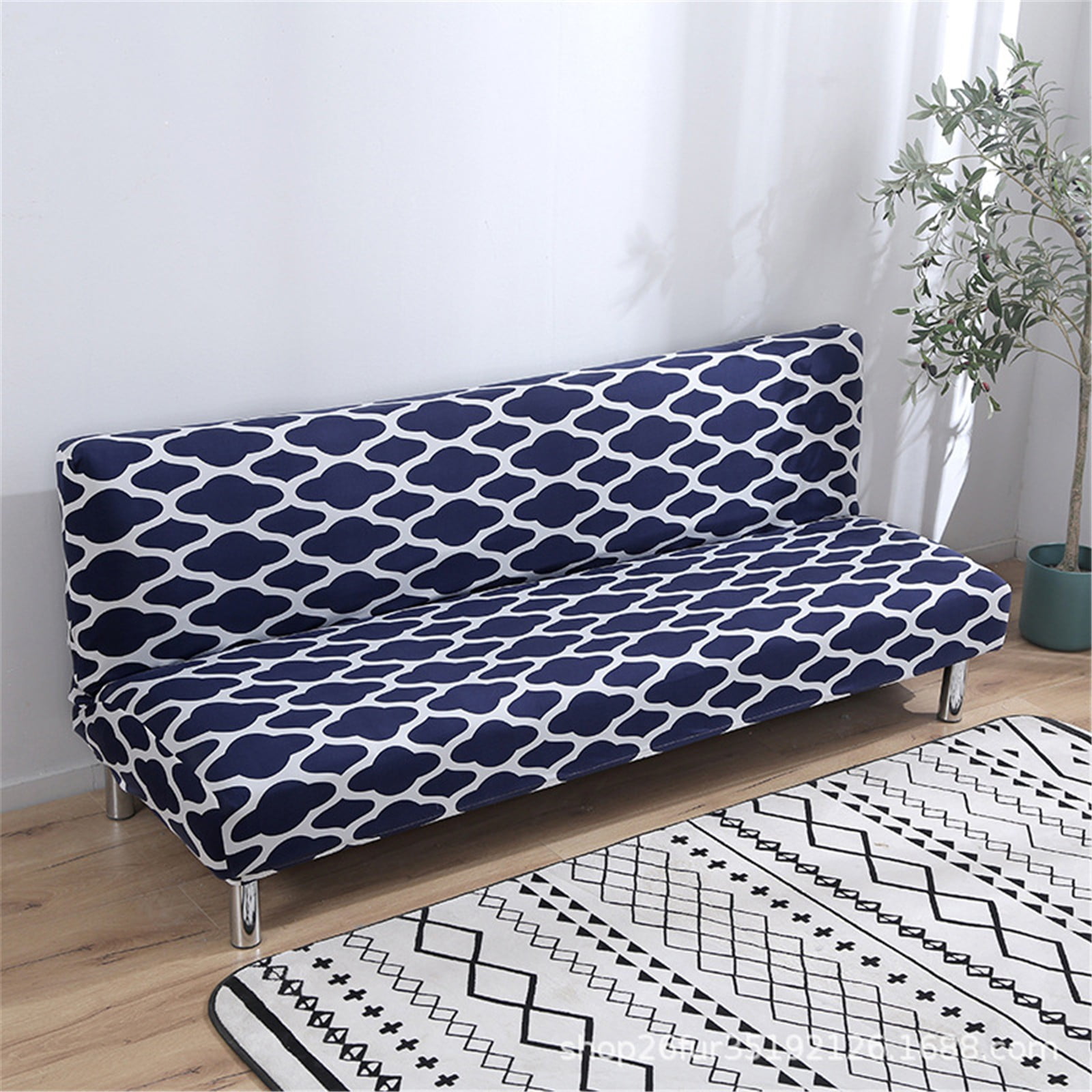 GZHCGSM Folding Sofa Bed Cover Solid Color Futon Armless Slipcover