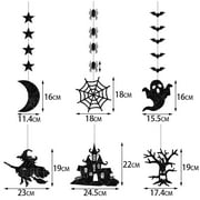 GZHCGSM Hanging Ceiling Decor 6pcs Gothic Halloween Decoration Latte Art Hanging Ornaments Halloween Witch Bat Hanging Ornaments Festival Atmosphere Layout Props Vertical Wall Art