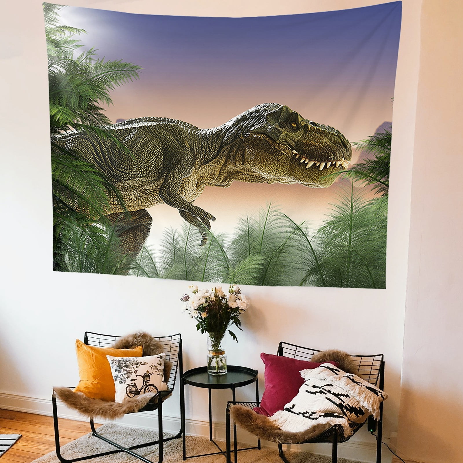 GZHCGSM Psychedelic Tapestry College Dorm Dinosaur Tapestry Forest Art