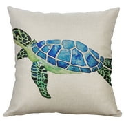 GZHCGSM Spring Pillows 100% NEW 2019 Marine Life 40x40cm Linen Pillow Pillowcase Home Decorative Flower Farmhouse Pillowcase