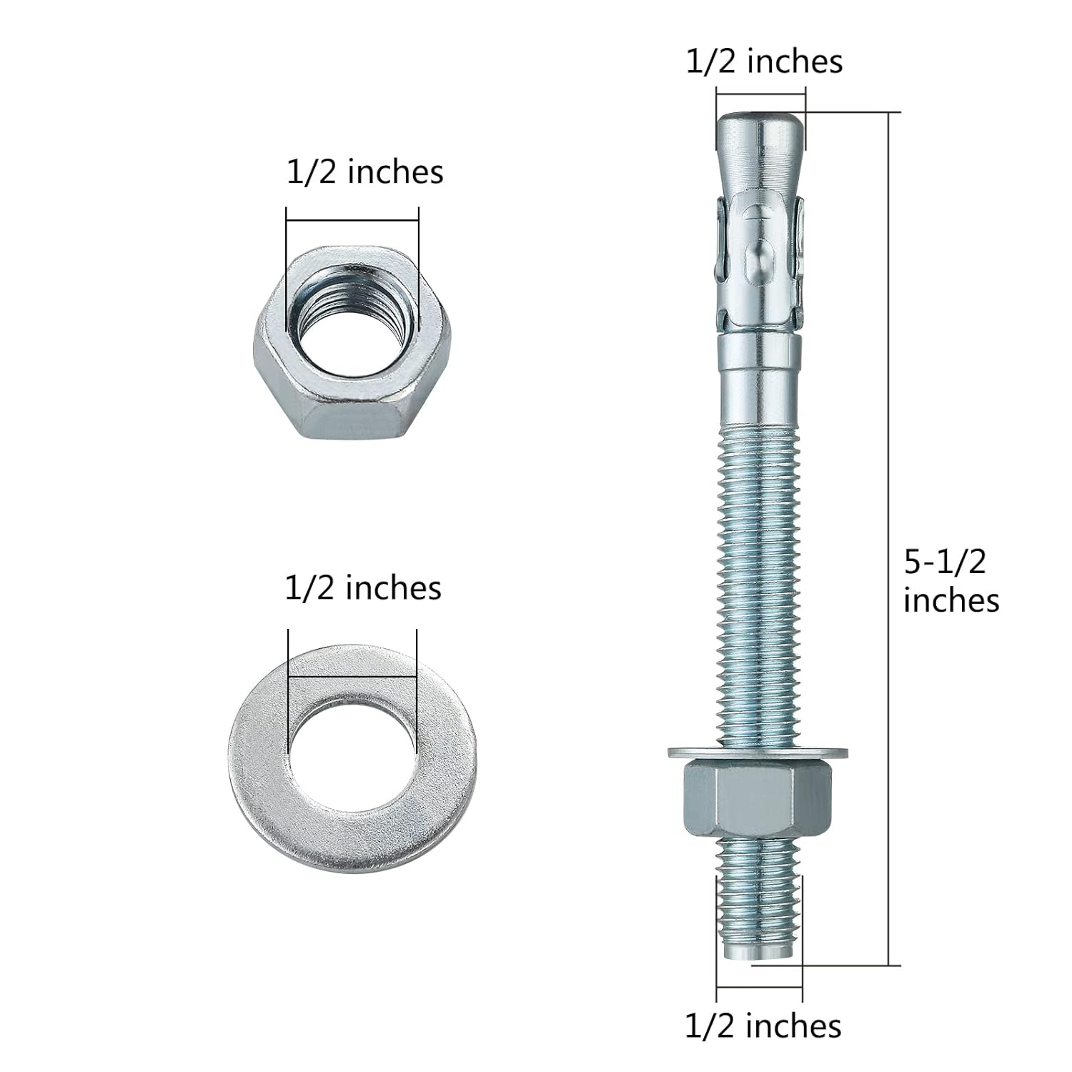 100 Ancoraggi A Cuneo Zincati 1/2 X 5-1/2 Pollici - Trinity Fastener - Foto 2