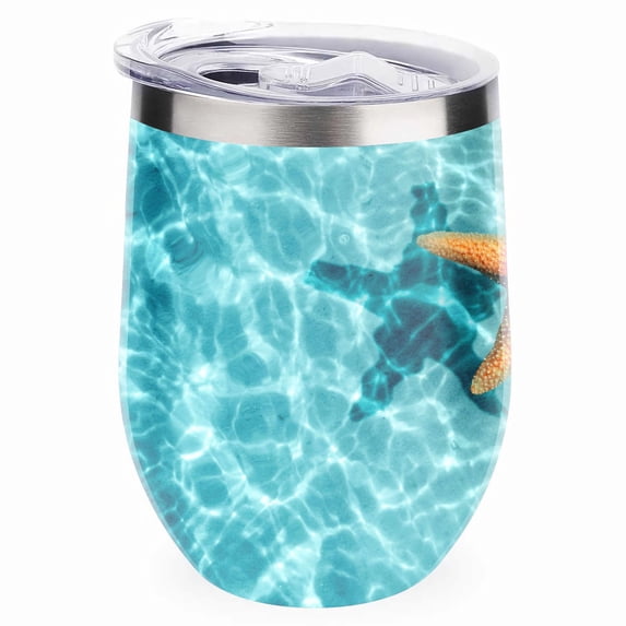 GZHJMY 1 Pcs Egg Cup, Blue Ocean Starfish 304 Stainless Steel Vacuum Insulated Cup, U-Shaped Red Wine Cup Eggshell Cup