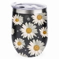 thumbnail image 1 of GZHJMY 1 Pcs Egg Cup, White Chrysanthemums on Black Background 304 Stainless Steel Vacuum Insulated Cup, U-Shaped Red Wine Cup Eggshell Cup, 1 of 6