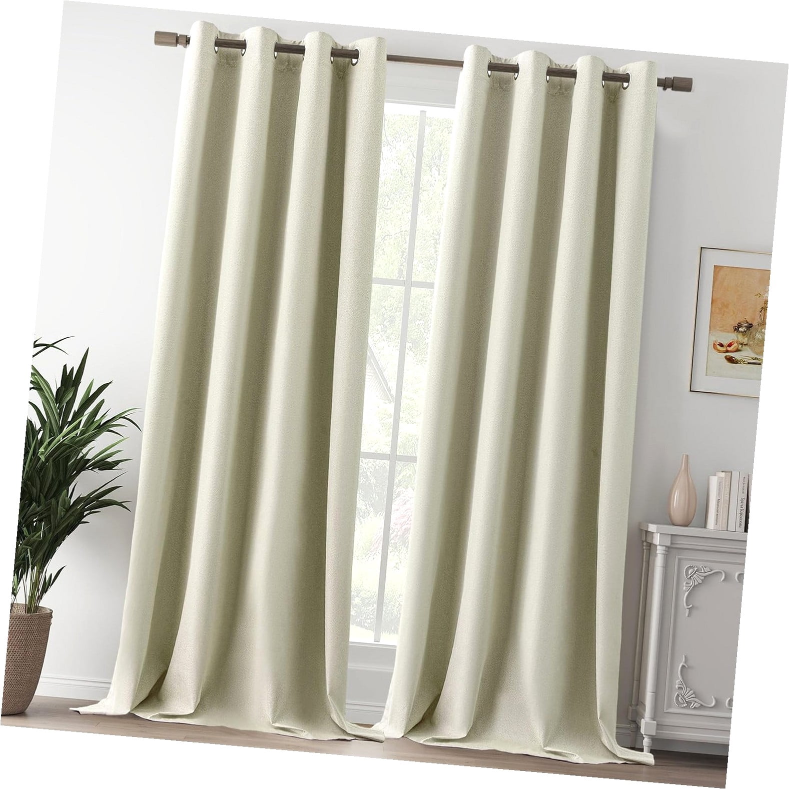 GZHJMY 100% Curtains Beige Colored 102 Inches Long, Door Linen Look