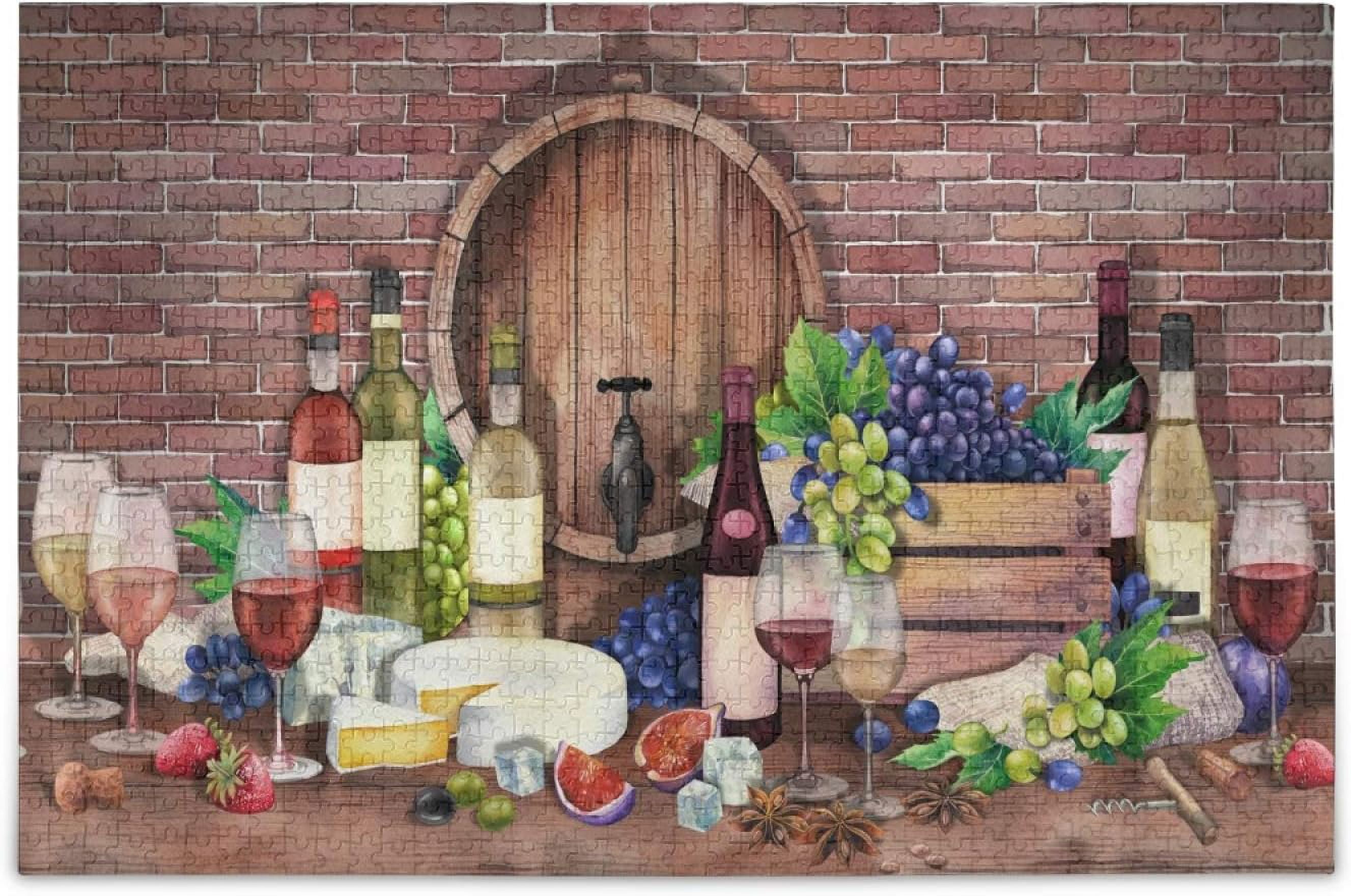 GZHJMY 1000 Piece Jigsaw Puzzle for Adults Kids, Watercolor Red Wine Puzzle Wooden Jigsaw Puzzle
