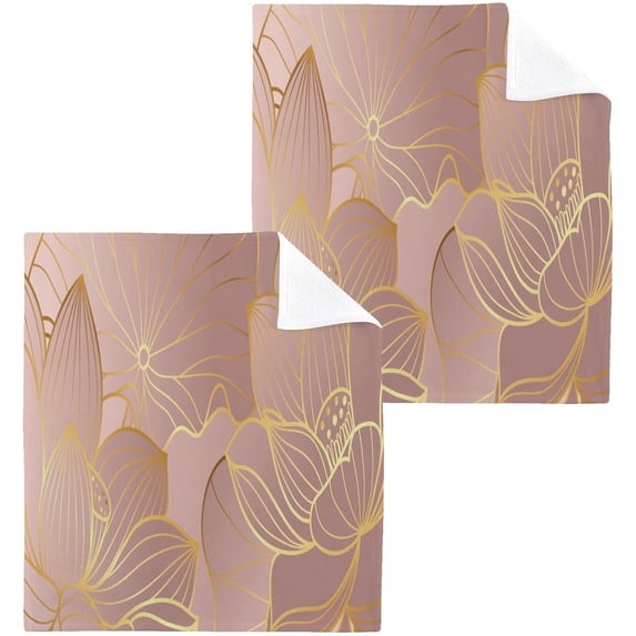 GZHJMY 12x12Inx2 Sets Reusable Soft Face Towel,Kitchen Hand Towel Bathroom Absorbent Towel,Gym Hotel Spa-Beautiful Nasturtium Lines