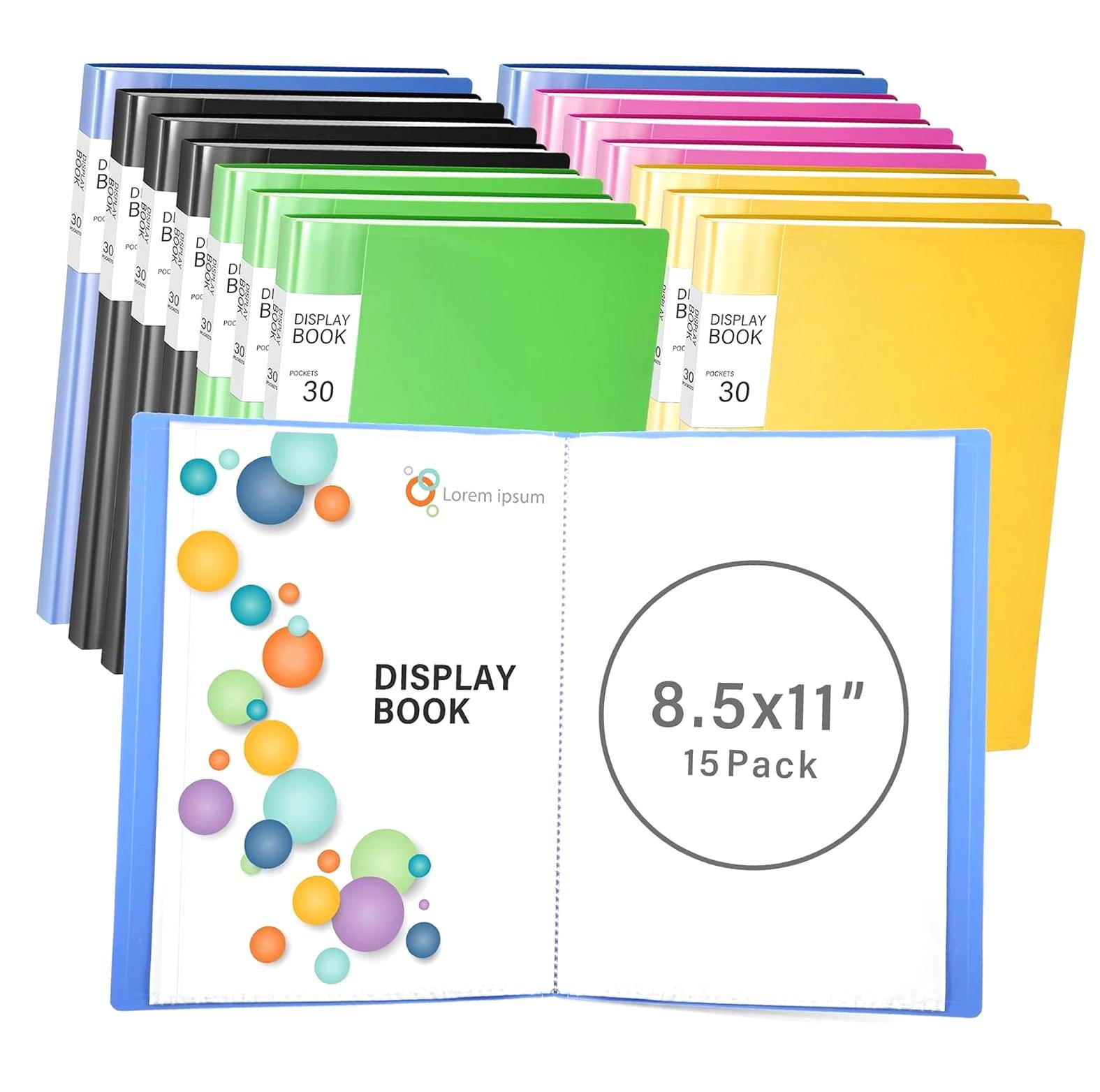 GZHJMY 15 Pcs Binder with Plastic Sleeves 30 Pockets 60 Pages ...