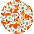 thumbnail image 1 of GZHJMY 1Pc Round Fox Flowers Leaves Ceramic Coasters with Cork-Backed for Coffee Drink, Cup Mat Absorbent Stone Coasters, 1 of 6