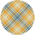 thumbnail image 1 of GZHJMY 1Pc Round Tartan Plaid Pattern Ceramic Coasters with Cork-Backed for Coffee Drink, Cup Mat Absorbent Stone Coasters, 1 of 6