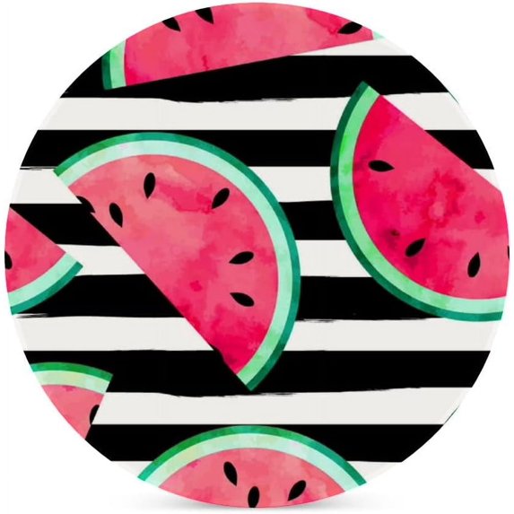 GZHJMY 1Pc Round Watercolor Paint Watermelon Pieces Ceramic Coasters with Cork-Backed for Coffee Drink, Cup Mat Absorbent Stone Coasters