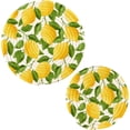 thumbnail image 1 of GZHJMY 2 Pack Chic Fresh Lemon Leaves Pattern Round Cotton Woven Pot Holders Trivets Set, Heat Resistant Pad Mat for Kitchen Decor Cooking Supplies, 1 of 5
