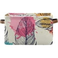 thumbnail image 1 of GZHJMY 2 Pack Collapsible Organizer Storage Bins with Feather Seamless Cute Print,14.2"x10.2" Rectangular Fabric Baskets with Sturdy Leather Handles for Home/Office/Bathroom, 1 of 7