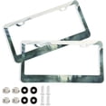 thumbnail image 1 of GZHJMY 2 Pcs License Plate Frame Mountain Forests License Plate Cover Universal Aluminum US Car Tag Frame with 2 Holes and Screws for Front & Back License Plate Decorative, 1 of 7