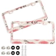 thumbnail image 1 of GZHJMY 2 Pcs License Plate Frame Romantic Roses License Plate Cover Universal Aluminum US Car Tag Frame with 2 Holes and Screws for Front & Back License Plate Decorative, 1 of 7