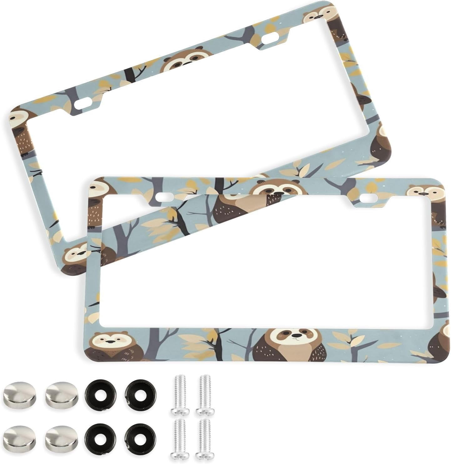 GZHJMY 2 Pcs License Plate Frame Sloth Leaves License Plate Cover ...