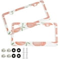thumbnail image 1 of GZHJMY 2 Pcs License Plate Frame Watercolor Peach License Plate Cover Universal Aluminum US Car Tag Frame with 2 Holes and Screws for Front & Back License Plate Decorative, 1 of 7