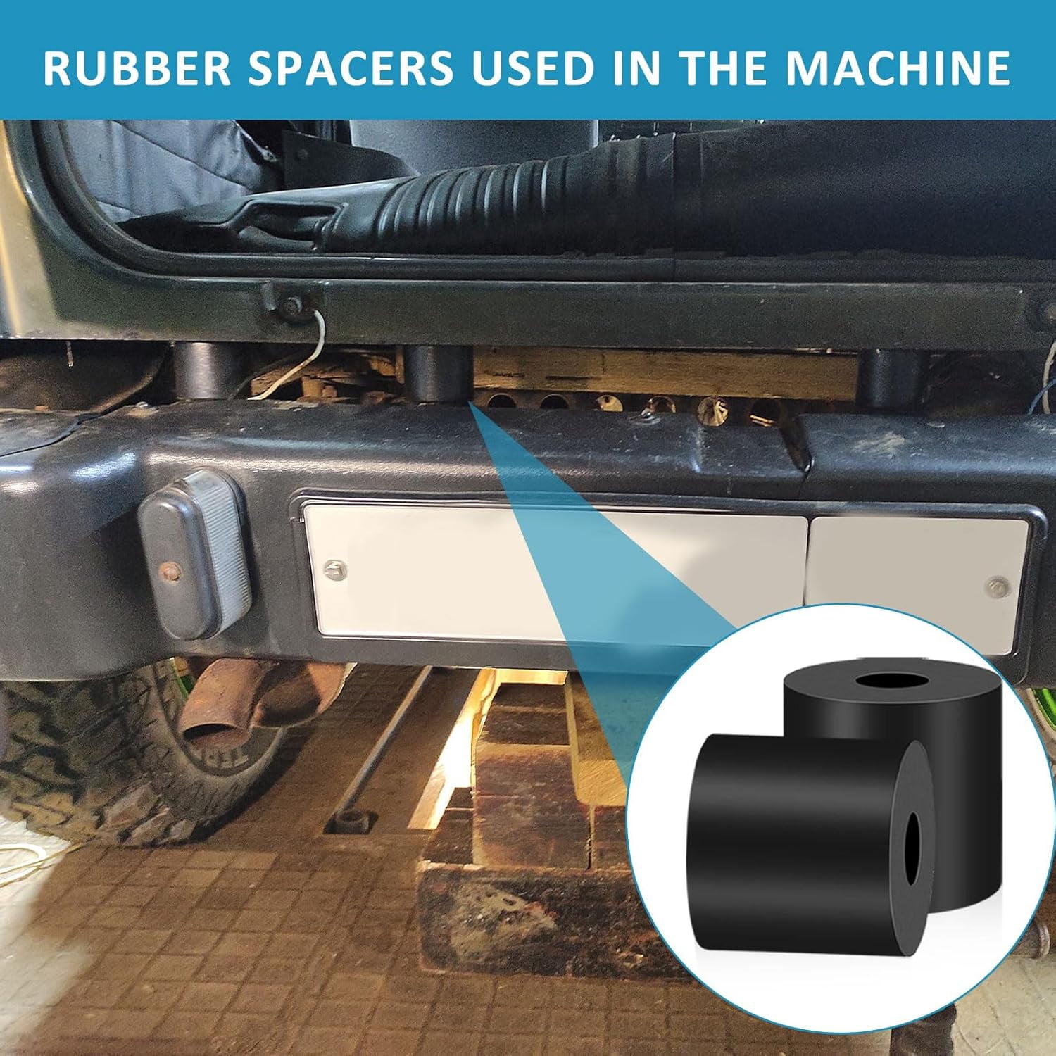 2Pack Thick Rubber Spacer, 2 Inch OD X 1/2 Inch ID X 1-3/16 Inch Thickness