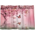 thumbnail image 1 of GZHJMY 24 Inch Length Kitchen Curtains Butterflies Pink Tree 2 Panels Half Window Sheer Curtains Rod Pocket Farmhouse Short Drapes for Bathroom Cafe Basement Home Decor, 1 of 7