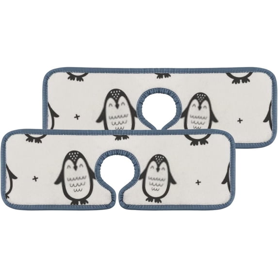 GZHJMY 2PCS Faucet Absorbent Mat, Penguins Washable Sink Splash Guard Drip Catcher, Kitchen Bath Countertop Microfiber Sink Drying Mats for Kitchen