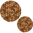 thumbnail image 1 of GZHJMY 2PCS Trivets Set 3D Wicker Print Brown Heat Resistant Table Potholder Round Pot Holders Trivet Mat for Kitchen Counter Hot Pots and Pans, 1 of 7