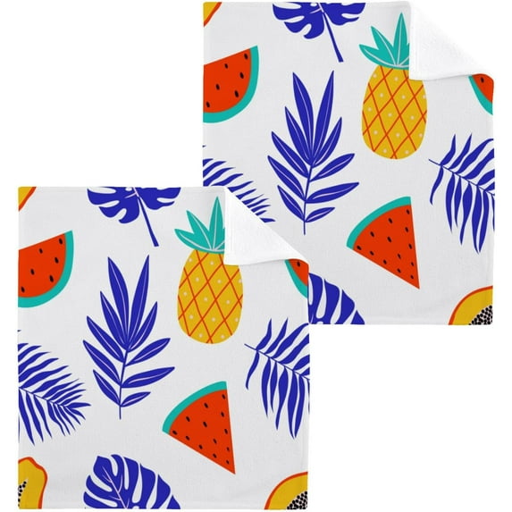 GZHJMY 2PCS Tropical Leaves Towels Cotton Washcloths Set,Quick Drying & Absorbent Soft Bathroom Hand Towel Lightweight & Portable Fingertip Towel