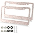 thumbnail image 1 of GZHJMY 2pcs Pink Flamingo License Plate Frame for Car Decorative Accessories Rustproof License Plate Cover with Screws for US Vehicles 12x6 Inch（447）, 1 of 7