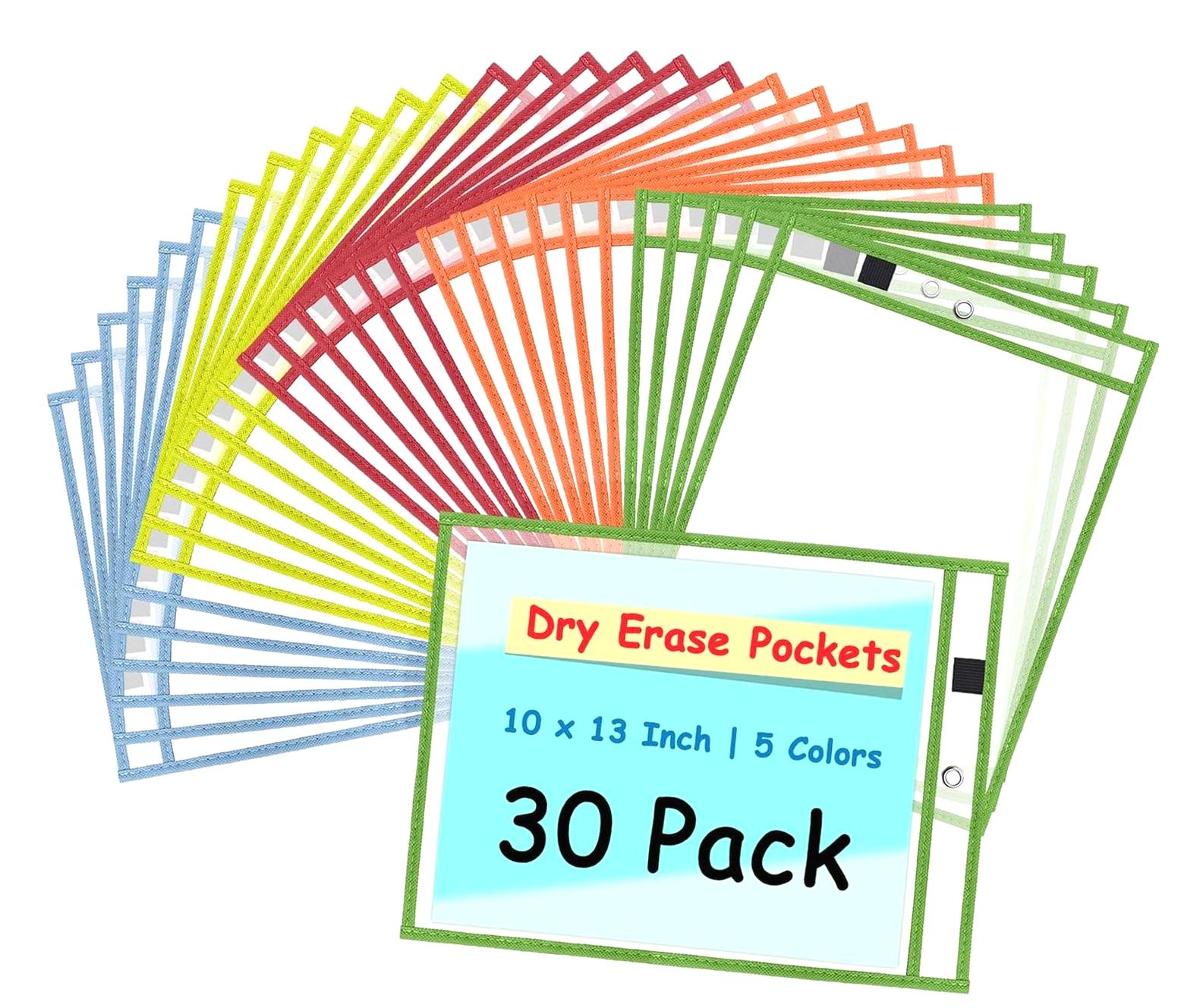 GZHJMY 30 Packs Large Plastic Sleeves, 5 Colors Ticket Holders ...