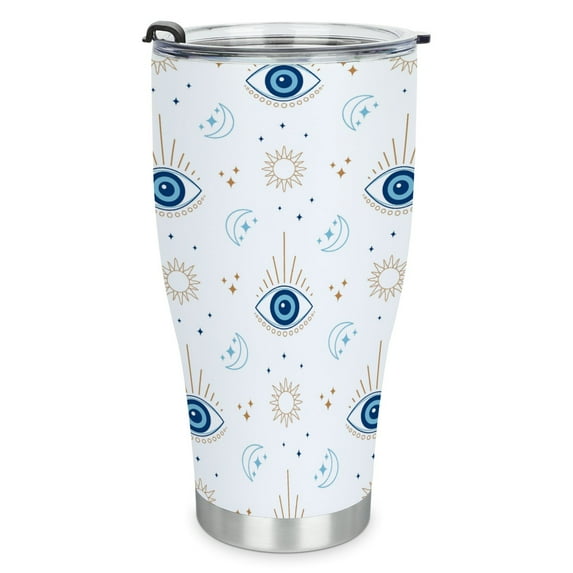 GZHJMY 30OZ Car Cup Travel Mug, Evil Eye Magic Witchcraft Occult Symbols 304 Stainless Steel Coffee Cup, Insulated Heated Thermos Mug with Lid, 8×4 Inch