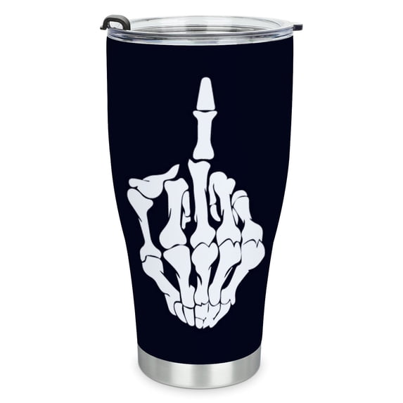 GZHJMY 30OZ Car Cup Travel Mug, Skeleton Hand Funny 304 Stainless Steel Coffee Cup, Insulated Heated Thermos Mug with Lid, 8×4 Inch