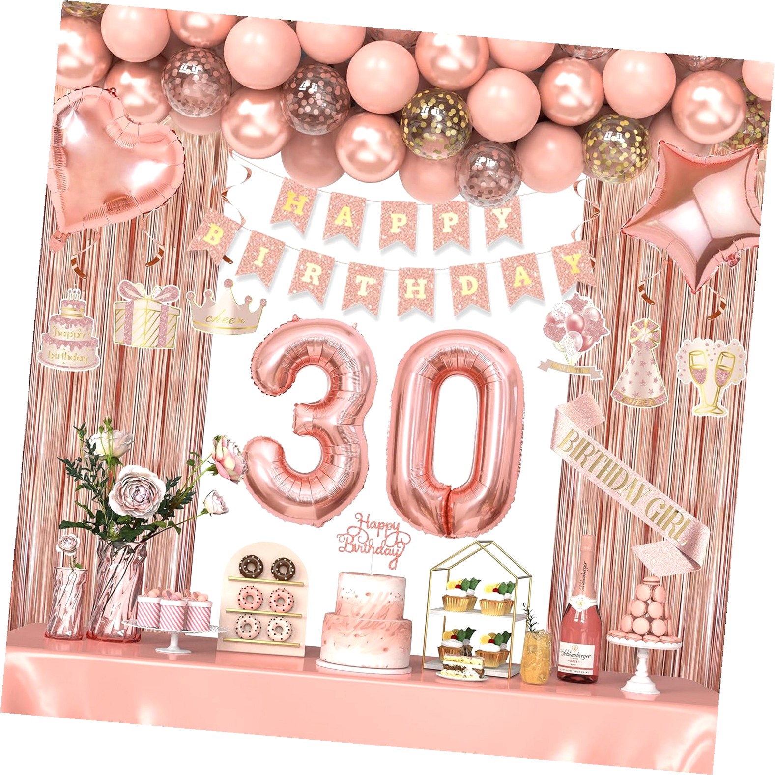 GZHJMY 30th Birthday Decorations for Girls, Happy 30 Birthday