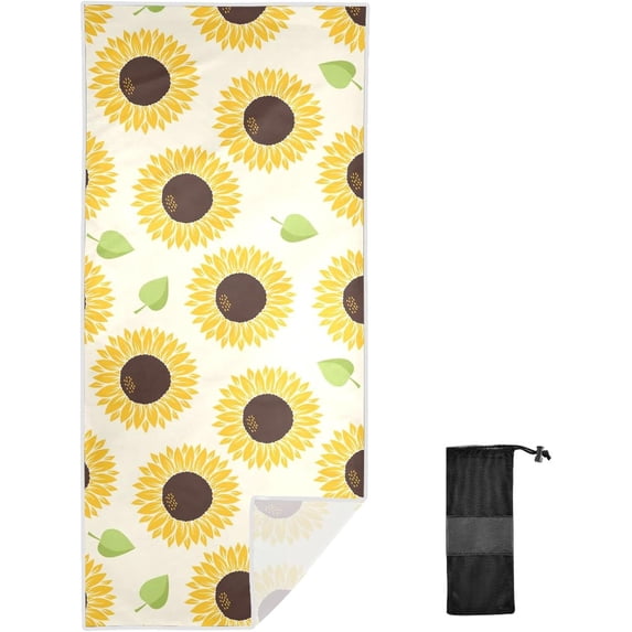 GZHJMY 30x60In Absorbent Quick Drying Beach Towel, Delicate and Easy to Wipe, for Beach Swimming Pools, Bathrooms, Travel and Sports with Mesh Storage Bag-Sunflowers