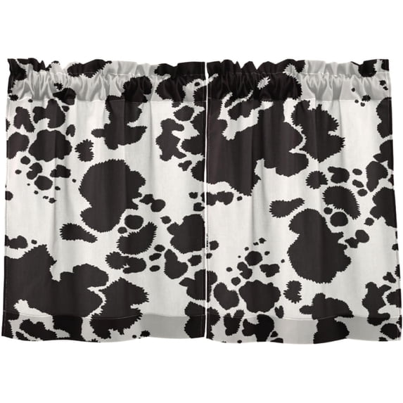 GZHJMY 36 Inch Length Kitchen Curtains Cow Pattern 2 Panels Half Window Sheer Curtains Rod Pocket Farmhouse Short Drapes for Bathroom Cafe Basement Home Decor