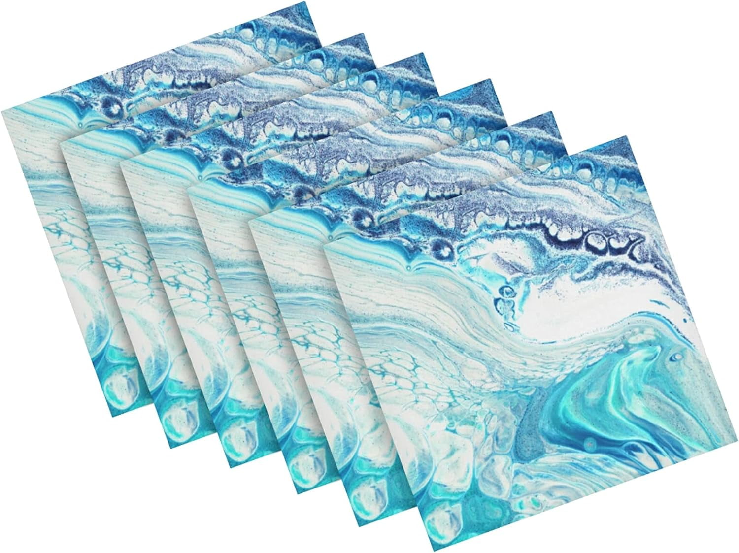 GZHJMY 3D Beautiful Blue Marble Cloth Napkins, Set of 6 20 x 20 Inch