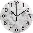 thumbnail image 1 of GZHJMY 3D Chic White Marble Print Round Wall Clock Decorative, 9.5 Inch Battery Operated Quartz Analog Quiet Desk Clock for Home,Office,School, 1 of 6