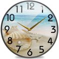 thumbnail image 1 of GZHJMY 3D Stylish Beautiful Summer Beach Seashell with Big Pearl Round Wall Clock, 9.5 Inch Silent Battery Operated Quartz Analog Quiet Desk Clock for Home,Office,School, 1 of 7
