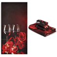 thumbnail image 1 of GZHJMY 3D Valentine's Day Red Wine Glasses Rose Soft Luxury Decorative Set of 3 Towels, 1 Bath Towel+1 Hand Towel+1 Washcloth, Multipurpose for Bathroom, Kitchen, Gym, Spa and Beach, 1 of 5