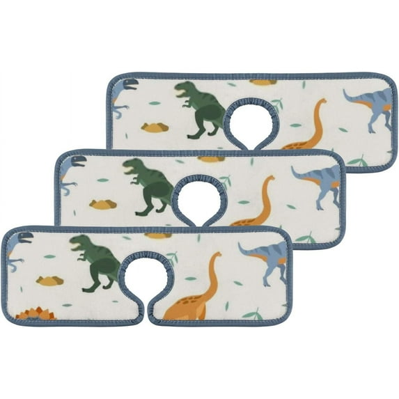 GZHJMY 3PCS Faucet Absorbent Mat, Cute Dinosaurs Cool Washable Sink Splash Guard Drip Catcher, Kitchen Bath Countertop Microfiber Sink Drying Mats for Kitchen