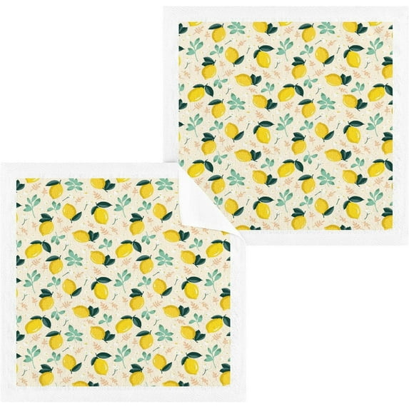 GZHJMY 4 PCS Many Lemons Towels Cotton Washcloths Set,Quick Drying & Absorbent Soft Bathroom Hand Towel Lightweight & Portable Fingertip Towel