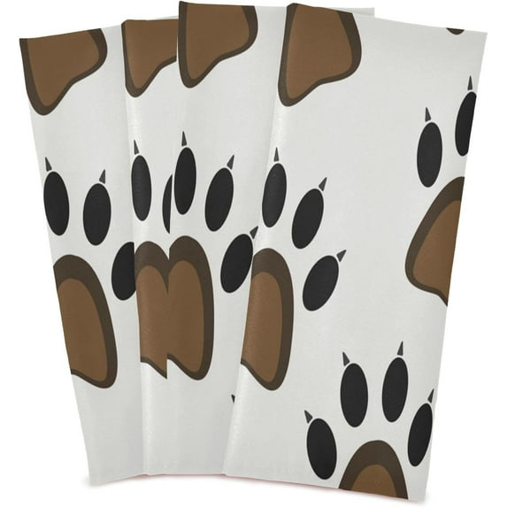 GZHJMY 4 Pack Animal Footprints Kitchen Towels, Soft Highly Absorbent Dish Towels Reusable Tea Towels Set, 28"x 18"