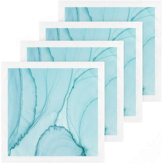 GZHJMY 4 Pack Blue Wave Marble Washcloths – Soft Face Towels, Gym Towels, Hotel and Spa Quality, Reusable Pure Cotton Fingertip Towels