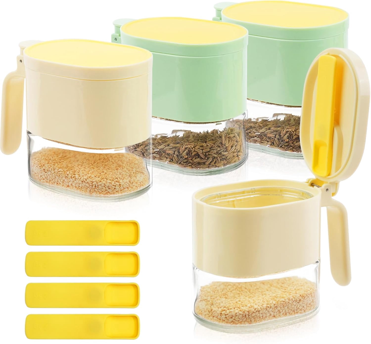 Clean Condiment Containers GZHJMY 4 Pack Seasoning Box Condiment Jar Spice Container with and ...