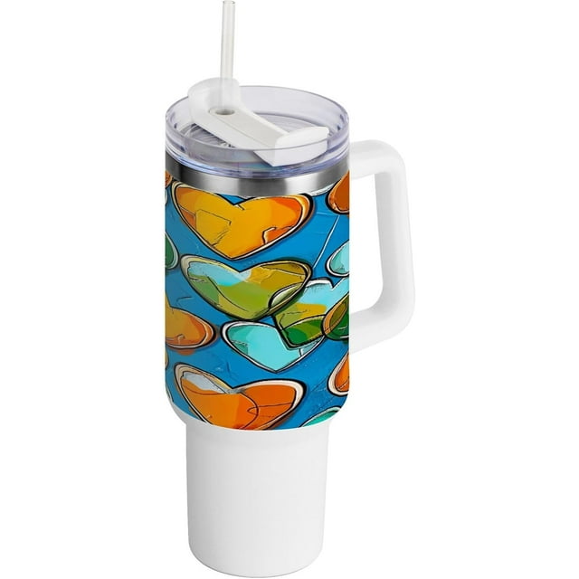 GZHJMY 40oz Tumbler with Handle and Straw Lid Double Stainless Steel Vacuum Insulated Travel Mug