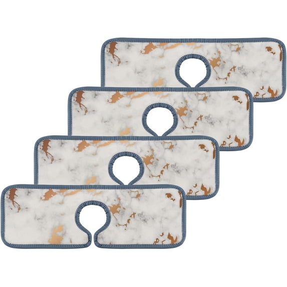 GZHJMY 4PCS Faucet Absorbent Mat, Wild Leopard Skin Washable Sink Splash Guard Drip Catcher, Kitchen Bath Countertop Microfiber Sink Drying Mats for Kitchen