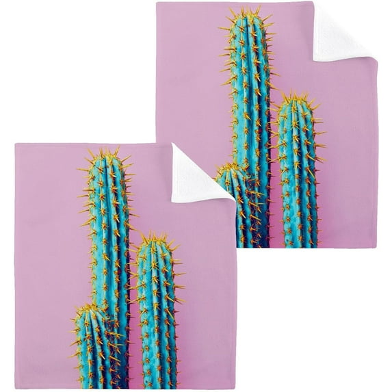 GZHJMY 4PCS Neon Cactus Towels Cotton Washcloths Set,Quick Drying & Absorbent Soft Bathroom Hand Towel Lightweight & Portable Fingertip Towel