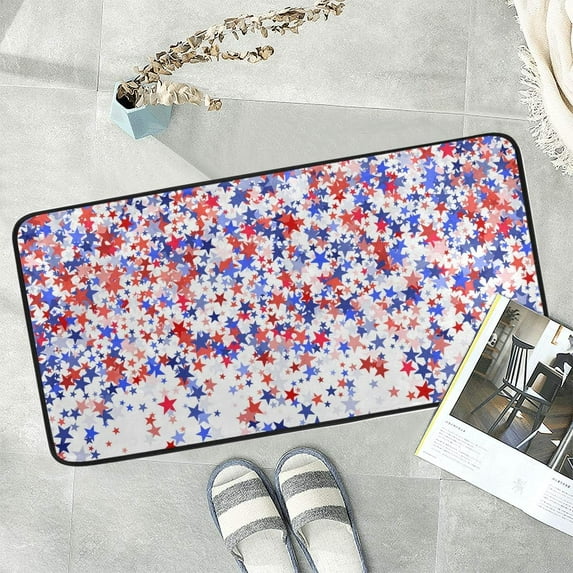 GZHJMY 4th of July Anti Fatigue Kitchen Floor Mat, Galaxy Stars Non Slip Absorbent Comfort Standing Mat Kitchen Runner Rug for Hallway Entryway Bathroom Living Room Bedroom 39 x 20 Inches