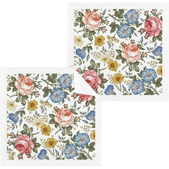 GZHJMY 6 PCS Vintage Flower Pattern Towels Cotton Washcloths Set,Quick Drying & Absorbent Soft Bathroom Hand Towel Lightweight & Portable Fingertip Towel