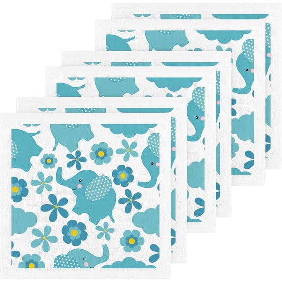 GZHJMY 6 Pack Cartoon Flower Elephant Washcloths – Soft Face Towels, Gym Towels, Hotel and Spa Quality, Reusable Pure Cotton Fingertip Towels